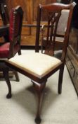 A pair of oak Georgian style dining chairs, a pair of Victorian mahogany dining chairs,