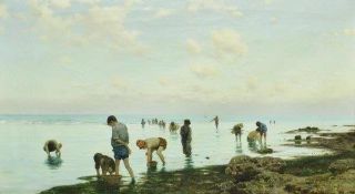 FRANCESCO LOJACONO (1841-1915) "Fishing in the Gulf of Mandallo",