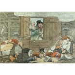 AFTER CHARLES WILLIAMS (1797-1830) "Hungry rats in an empty barn", engraving, later coloured,