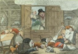 AFTER CHARLES WILLIAMS (1797-1830) "Hungry rats in an empty barn", engraving, later coloured,