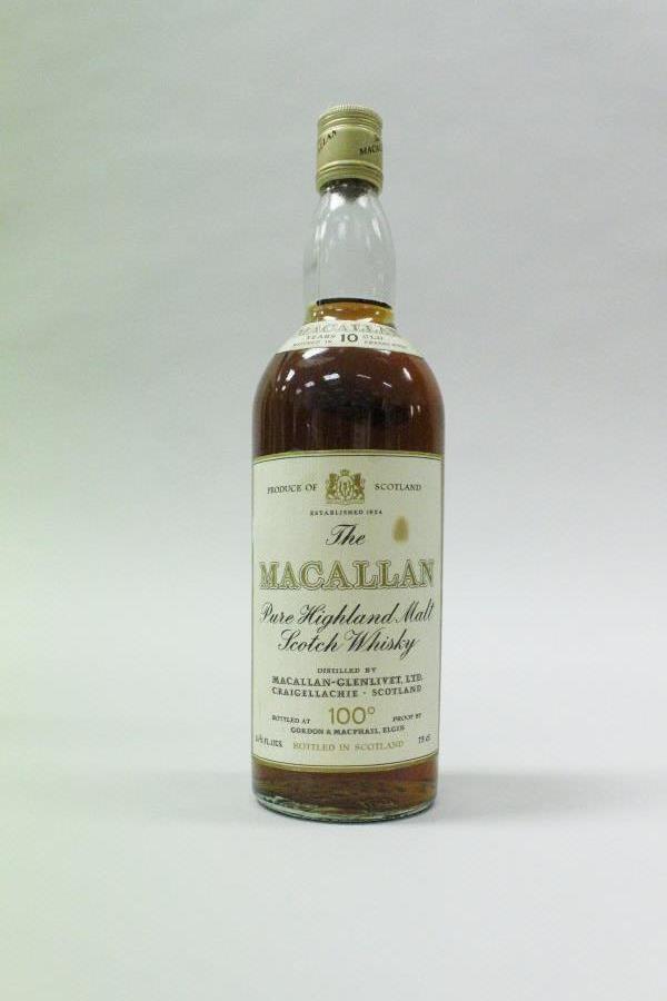 One bottle Macallan 10 Years Old Single Malt Whisky 100% Proof,