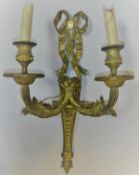 A set of six 19th Century gilt bronze two branch wall sconces in the Neo-Classical manner by Henry