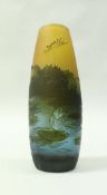 WITHDRAWN - A Gallé cameo glass vase decorated with lilies on a pond CONDITION REPORTS