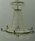 A 20th Century cut glass drop single span chandelier,