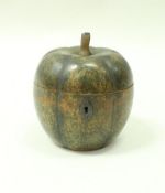 A George III painted fruitwood pumpkin shaped tea caddy,