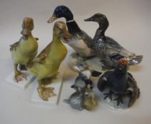 A collection of six Rosenthal figures including mallard duck and drake by W Zügel,