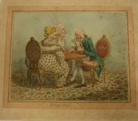 AFTER JAMES GILLRAY (1757-1815) "Push-pin", engraving, later hand-coloured,