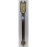 A George III mahogany and inlaid stick barometer,