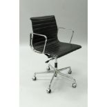 Charles Eames (American 1907-1978) for Vitra swivel chair with aluminium base and frame and ribbed