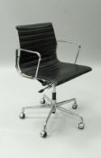 Charles Eames (American 1907-1978) for Vitra swivel chair with aluminium base and frame and ribbed