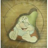 A WALT DISNEY STUDIOS "Doc" animation cell with paper label verso inscribed "Exhibition of Painting