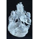 A carved single piece of rock crystal as Tara meditating, a female Buddha, 18.