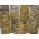 A four-fold screen decorated with 18th and 19th Century caricature engravings to include AFTER