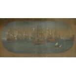 20TH CENTURY CHINESE SCHOOL "The British Fleet", watercolour on bamboo strips, unsigned, 57.