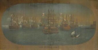 20TH CENTURY CHINESE SCHOOL "The British Fleet", watercolour on bamboo strips, unsigned, 57.