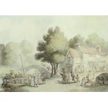 ATTRIBUTED TO THOMAS ROWLANDSON (1756-1827) "Outside the passage boat house",