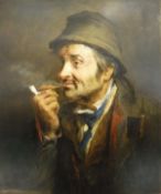19TH CENTURY CONTINENTAL SCHOOL "Labourer with clay pipe", oil on panel, unsigned, 30.5 cm x 25.