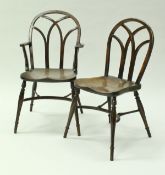 A set of three modern Thames Valley kitchen chairs of gothic form by Stuart Linford of Little