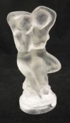 A Lalique clear glass fawn pan with female