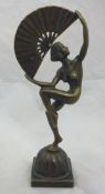 A 20th Century brass figure of lady with fan