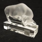 A Lalique glass sculpture in the form of a bull CONDITION REPORTS Some very minor