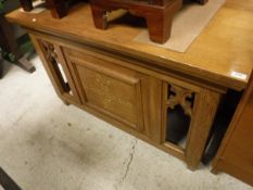 A modern oak altar table in the gothic manner,