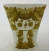 A Rosenthal Quatre Couleurs design by Bjørn Wiinblad vase with gilded flower and mask decoration,