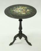 A Victorian painted slate tilt top circular occasional table,