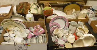 Five boxes of assorted china and glass ware,