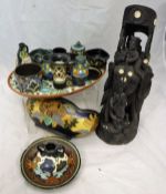 Assorted Gouda pottery to include bowls, vase, tray and ornamental wares,