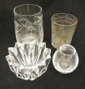 An Aimo Okkolin clear crystal Lumpeenkukka (Water Lily) vase, signed to base,