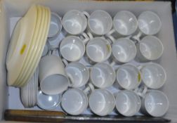 Six boxes of assorted glass and china wares to include some pieces of Swinnerton's Staffordshire