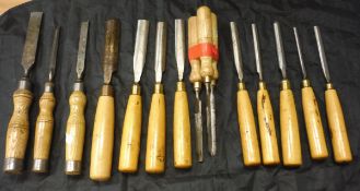 A collection of nine Mawhood of Sheffield chisels,