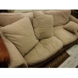 A modern mushroom upholstered sofa,