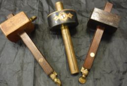 A Sorby of Sheffield rosewood and brass mounted mortice gauge,