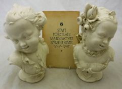 A pair of Franz Anton Bustelli for Nymphenburg "Bust of a little boy" and "Bust of a little girl"