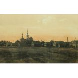 "A City landscape" and "A Village scene", two colour prints, limited edition,