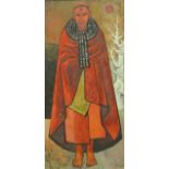 MACKENZIE "Tribal figure in red cloak", oil,