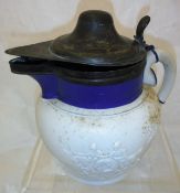 A 19th Century Davenport relief work jug with silver plated rim and cover,