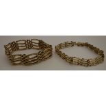 A 9 carat gold gate-link padlock bracelet, together with a 9 carat gold gate-link bracelet,