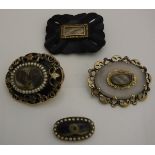 Four various 19th Century mourning brooches (4)