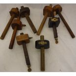 A Sorby of Sheffield rosewood and brass mounted mortice gauge,