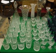 A large selection of cut glasses to include five Bertrichamps Baccarat Klein model glasses,