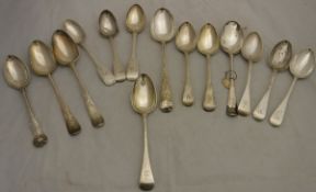 Fourteen assorted silver spoons, various dates and makers marks, etc,