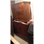 A modern teak bedroom suite comprising of chest of five various short over two long drawers