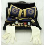 A collection of various Masonic regalia to include sashes,