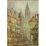 EDWARD NEVIL "Street Scene of Strasbourg", watercolour, signed lower right,