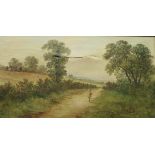 GOODWIN "Landscape with figure on path", oil on canvas,