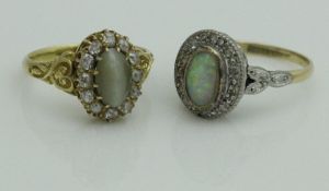 A 22 carat gold, jade and diamond ring,
