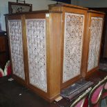 Four modern cherrywood cupboards, one double cupboard and three singles,